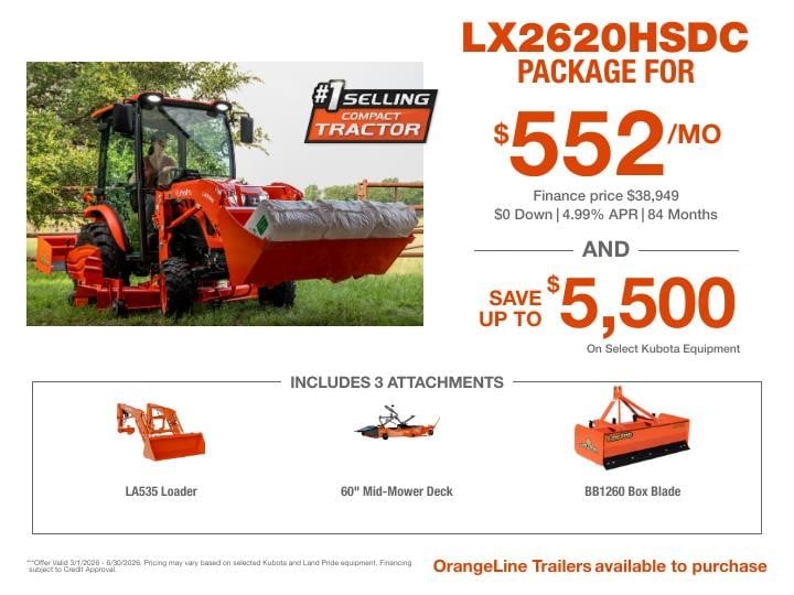 Kubota LX3520HSDC Starting at $552/Mo